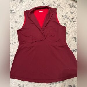 Lululemon Whisper Wet Dry Warm Maroon Tank Top Yoga Breathable Shelf Bra Sz 8/10